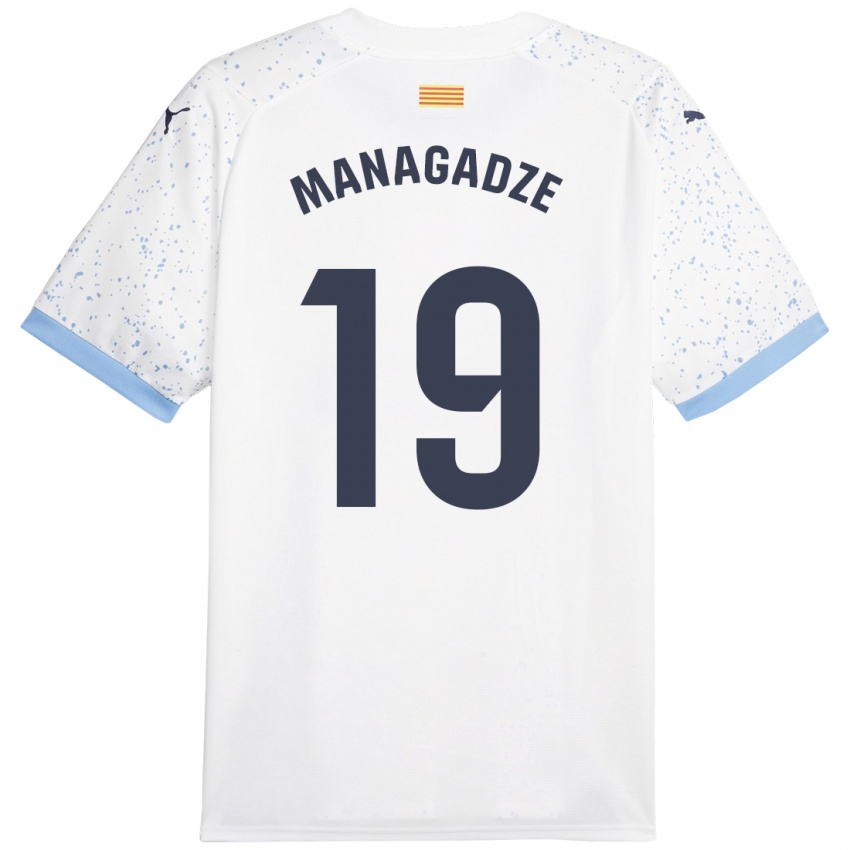 Hombre Camiseta Luka Managadze #19 Blanco 2ª Equipación 2023/24 La Camisa