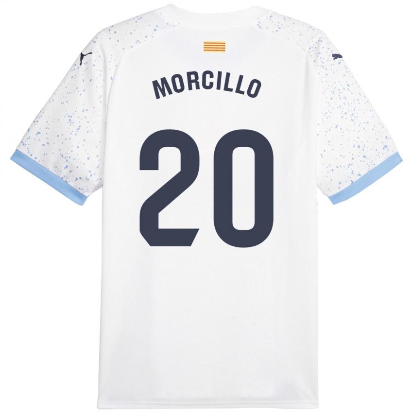 Hombre Camiseta Luis Morcillo #20 Blanco 2ª Equipación 2023/24 La Camisa
