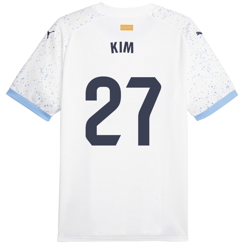 Hombre Camiseta Min-Su Kim #27 Blanco 2ª Equipación 2023/24 La Camisa