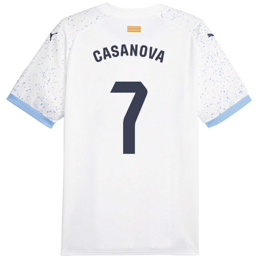 Hombre Camiseta Àstrid Casanova #7 Blanco 2ª Equipación 2023/24 La Camisa