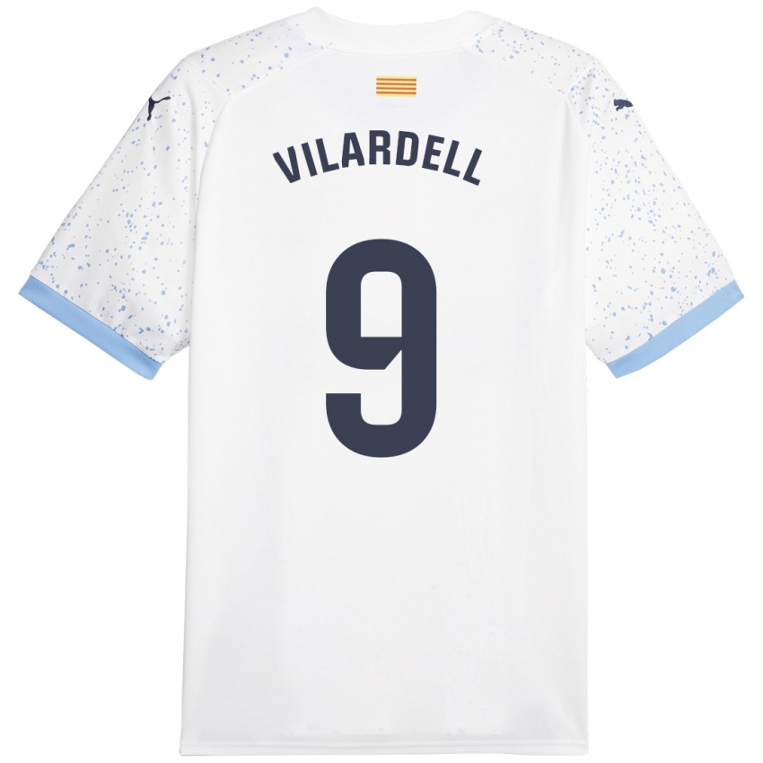 Hombre Camiseta Júlia Vilardell #9 Blanco 2ª Equipación 2023/24 La Camisa