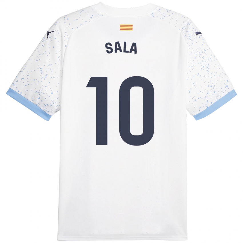 Hombre Camiseta Georgina Sala #10 Blanco 2ª Equipación 2023/24 La Camisa