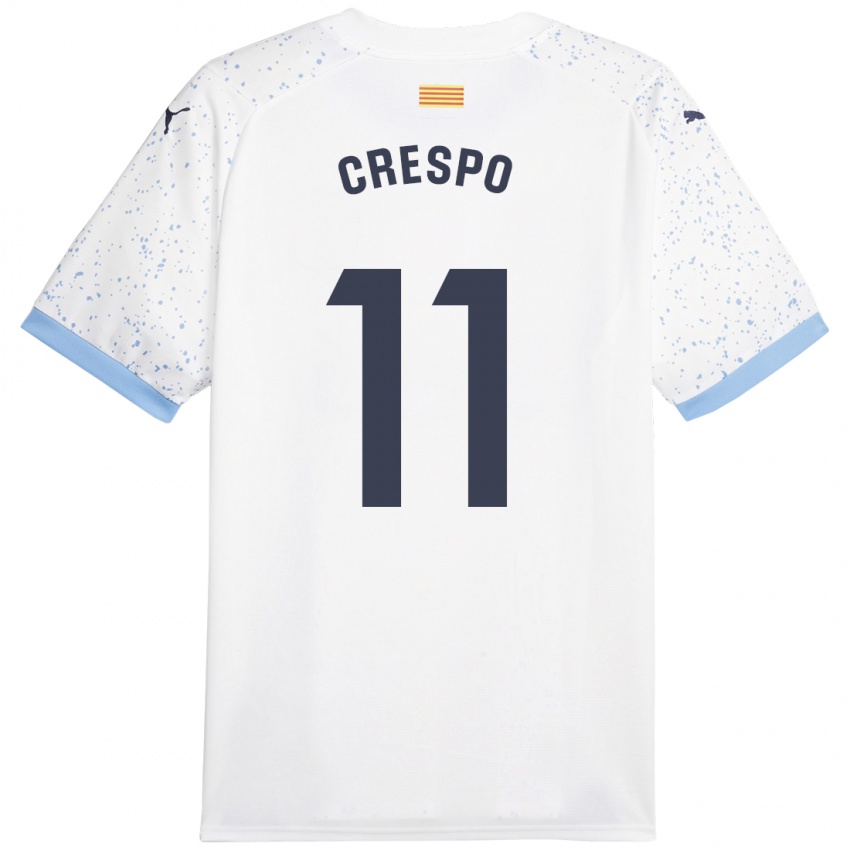 Hombre Camiseta Lydia Crespo #11 Blanco 2ª Equipación 2023/24 La Camisa