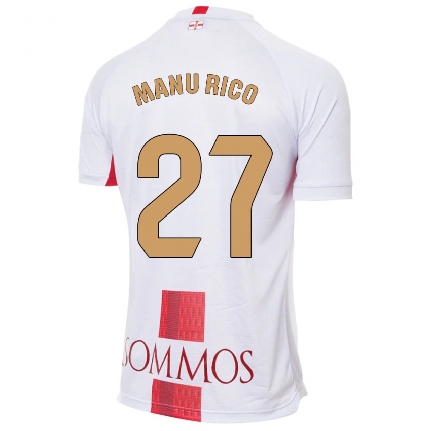 Hombre Camiseta Manu Rico #27 Blanco 2ª Equipación 2023/24 La Camisa