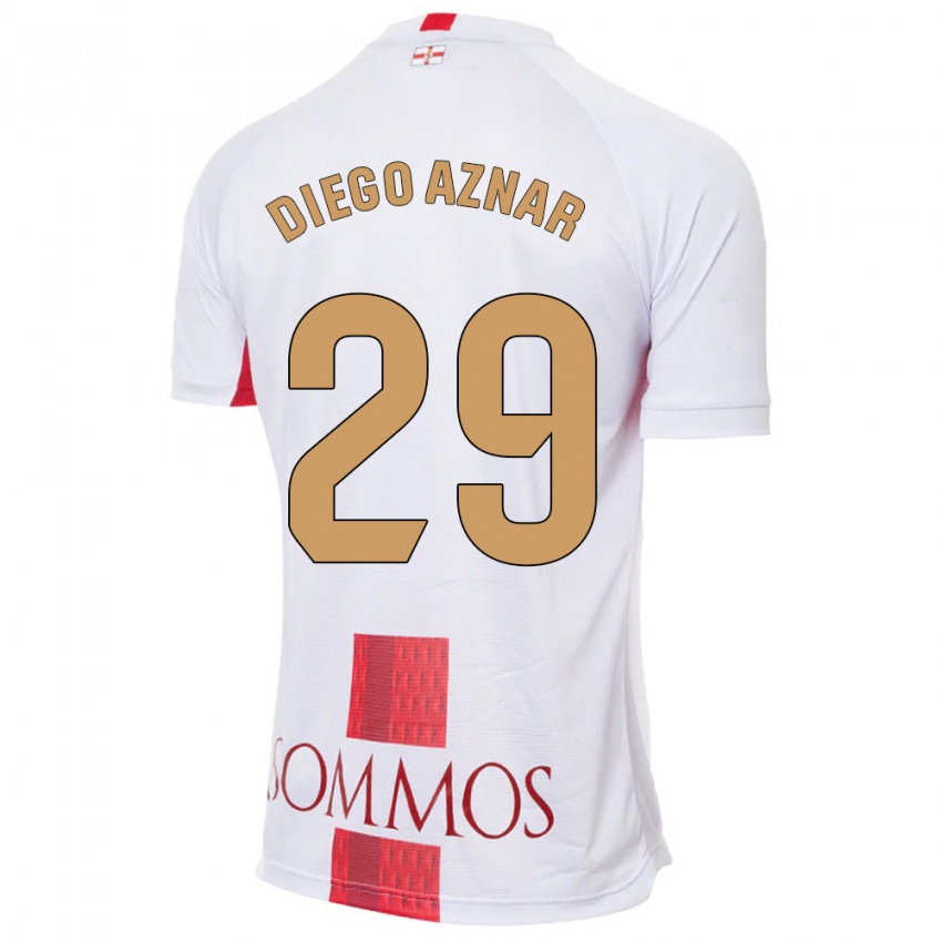 Hombre Camiseta Diego Aznar #29 Blanco 2ª Equipación 2023/24 La Camisa