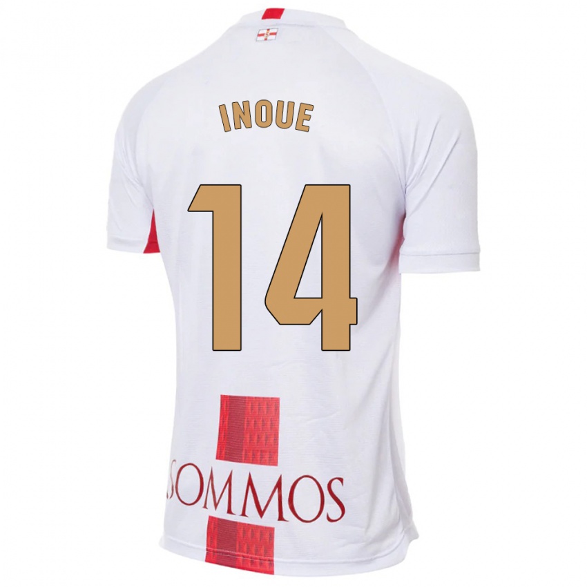 Hombre Camiseta Moe Inoue #14 Blanco 2ª Equipación 2023/24 La Camisa