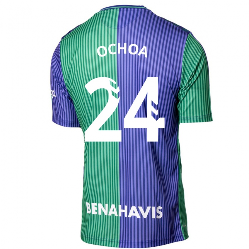 Hombre Camiseta Aarón Ochoa #24 Verde Azul 2ª Equipación 2023/24 La Camisa