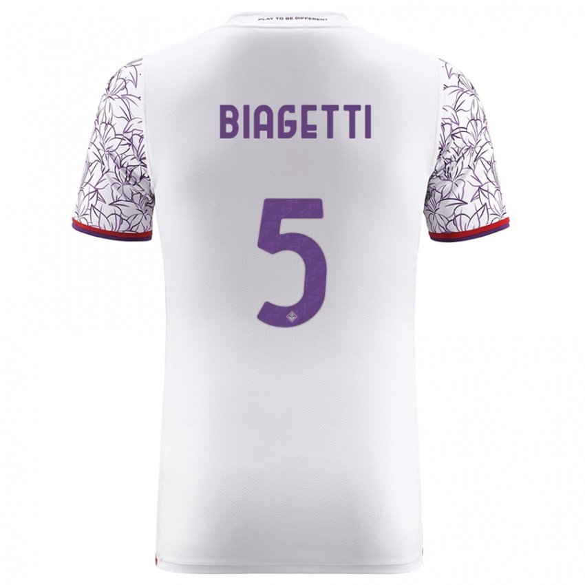 Hombre Camiseta Christian Biagetti #5 Blanco 2ª Equipación 2023/24 La Camisa