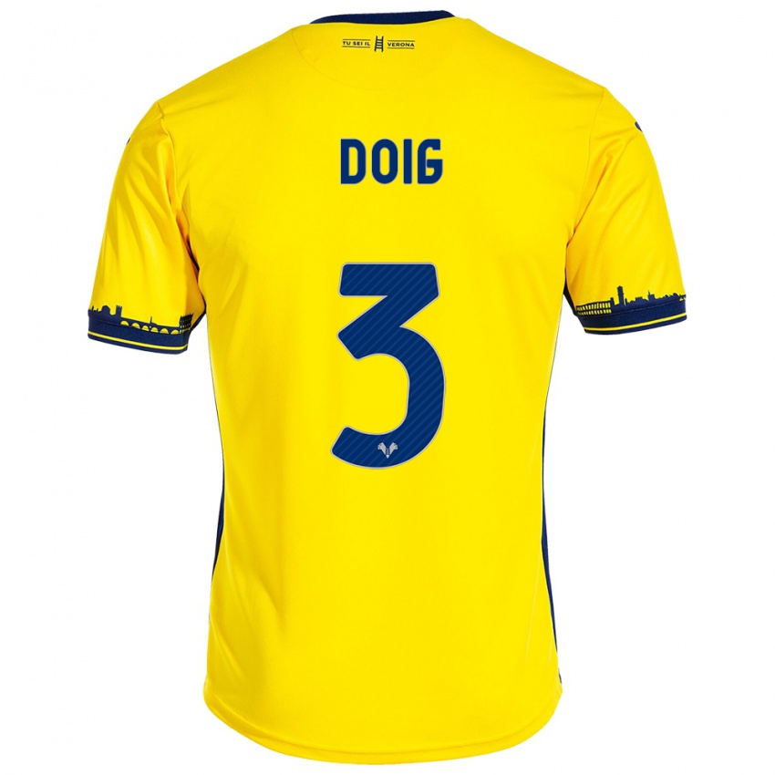 Hombre Camiseta Josh Doig #3 Amarillo 2ª Equipación 2023/24 La Camisa