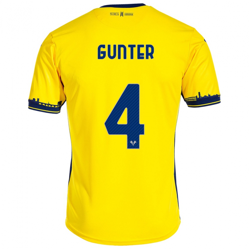 Hombre Camiseta Koray Günter #4 Amarillo 2ª Equipación 2023/24 La Camisa