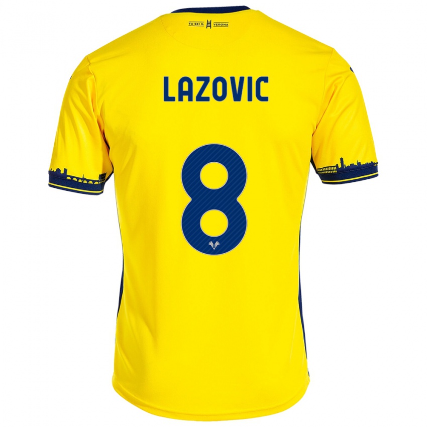 Hombre Camiseta Darko Lazović #8 Amarillo 2ª Equipación 2023/24 La Camisa