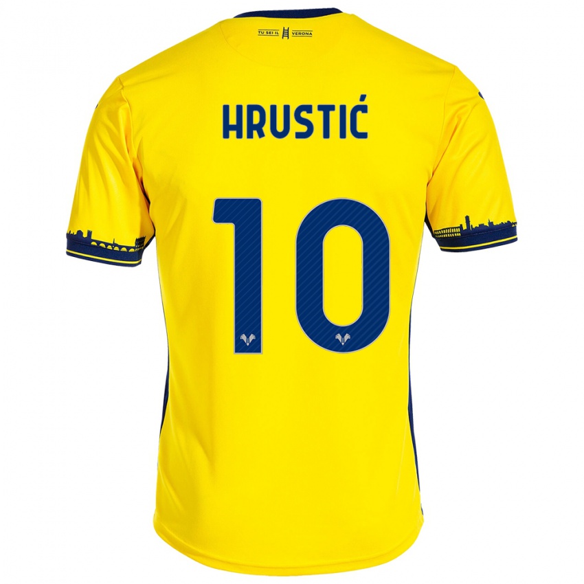 Hombre Camiseta Ajdin Hrustic #10 Amarillo 2ª Equipación 2023/24 La Camisa