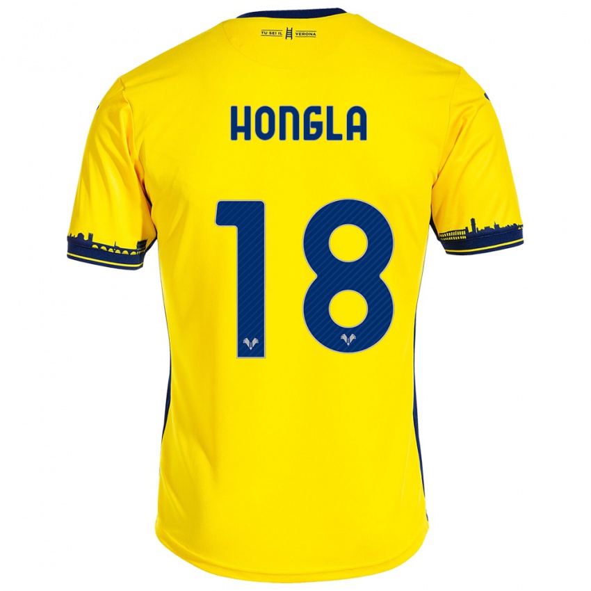 Hombre Camiseta Martin Hongla #18 Amarillo 2ª Equipación 2023/24 La Camisa