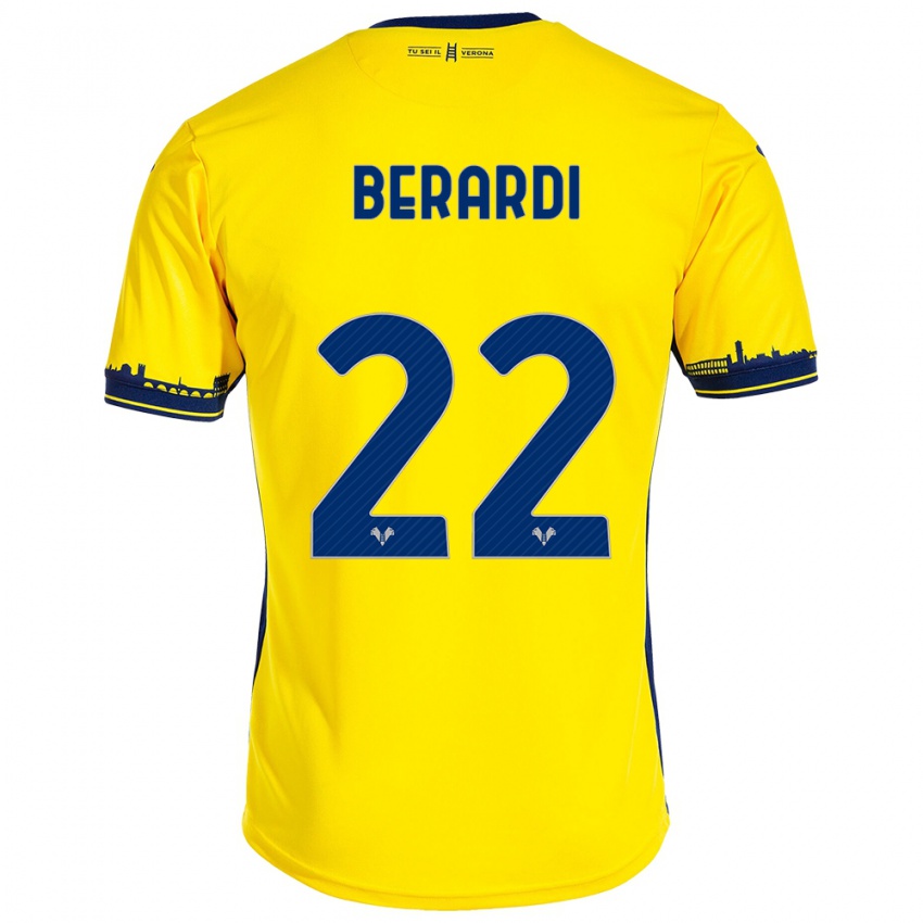 Hombre Camiseta Alessandro Berardi #22 Amarillo 2ª Equipación 2023/24 La Camisa