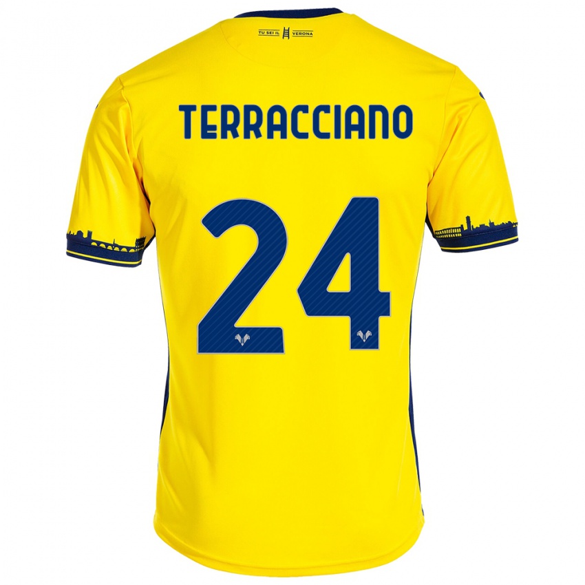 Hombre Camiseta Filippo Terracciano #24 Amarillo 2ª Equipación 2023/24 La Camisa