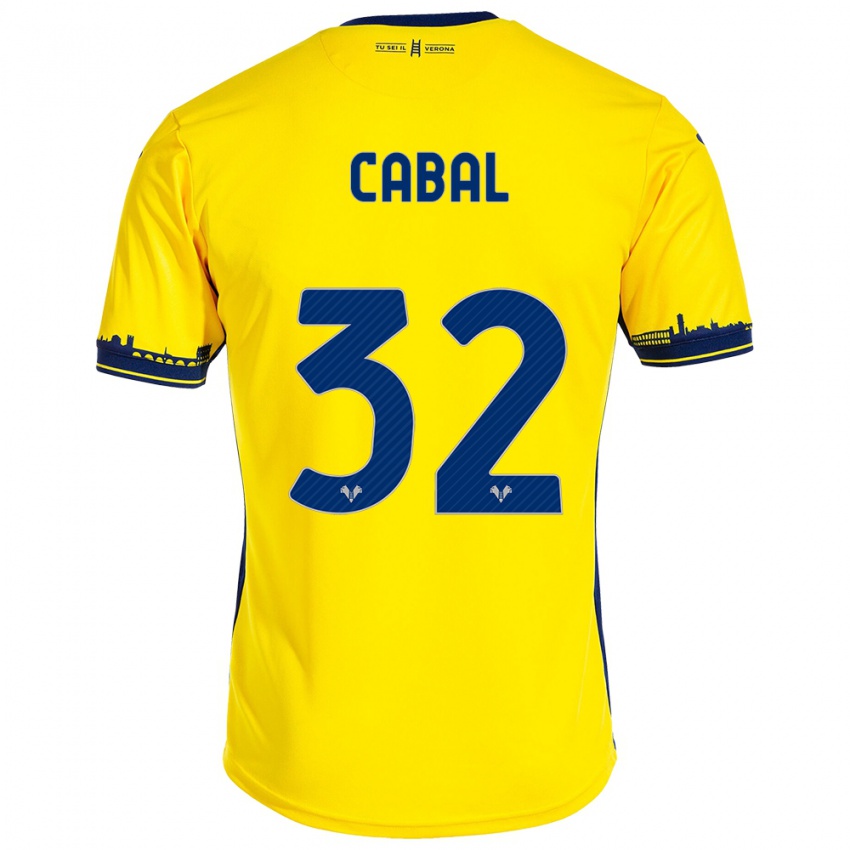 Hombre Camiseta Juan Cabal #32 Amarillo 2ª Equipación 2023/24 La Camisa