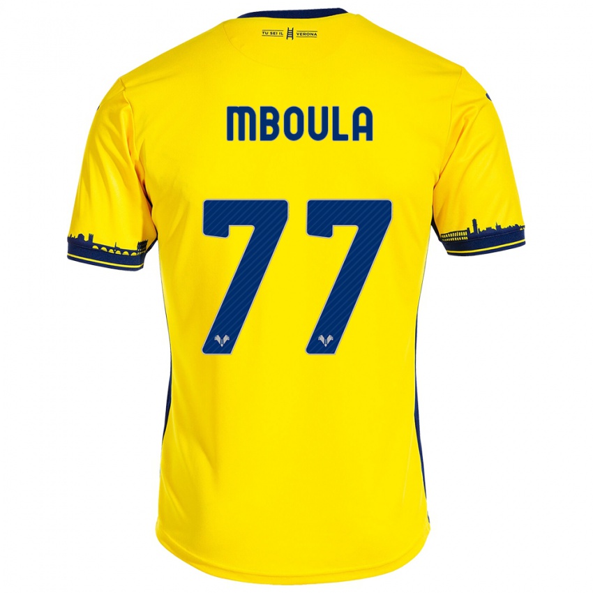 Hombre Camiseta Jordi Mboula #77 Amarillo 2ª Equipación 2023/24 La Camisa