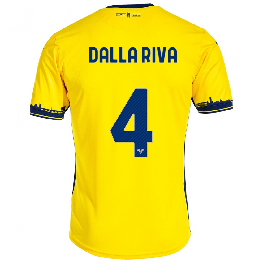 Hombre Camiseta Stefano Dalla Riva #4 Amarillo 2ª Equipación 2023/24 La Camisa