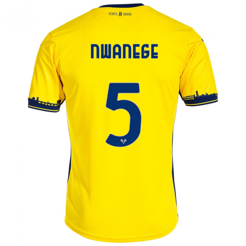 Hombre Camiseta Karlson Nwanege #5 Amarillo 2ª Equipación 2023/24 La Camisa