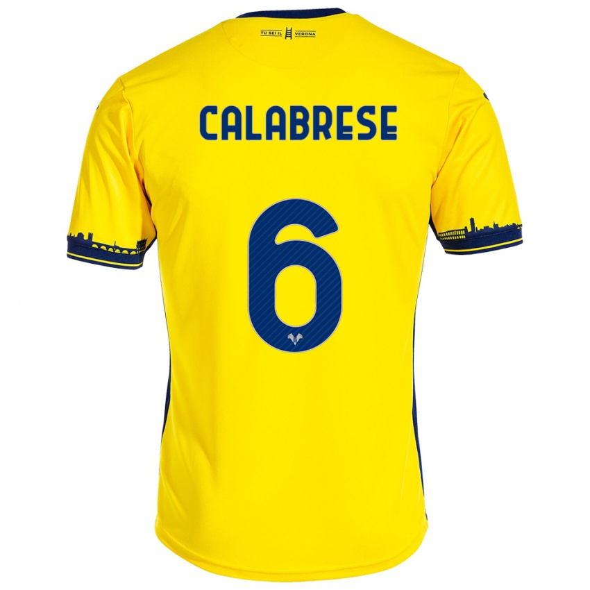 Hombre Camiseta Nicolò Calabrese #6 Amarillo 2ª Equipación 2023/24 La Camisa