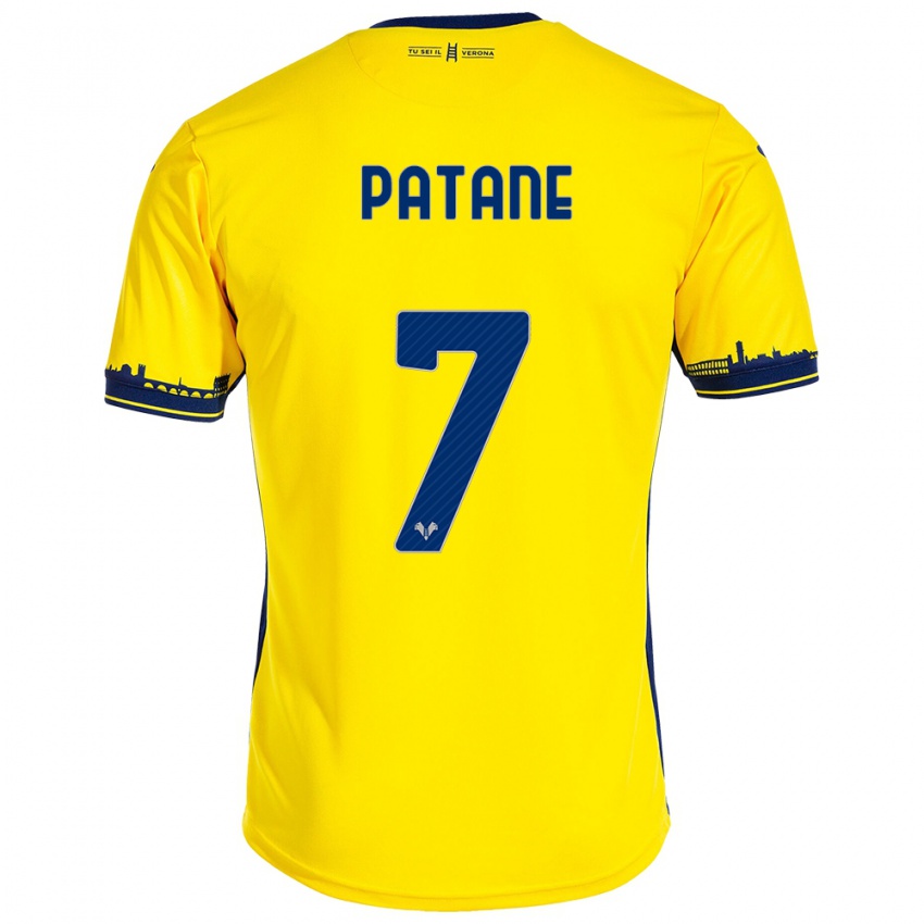 Hombre Camiseta Nicola Patanè #7 Amarillo 2ª Equipación 2023/24 La Camisa