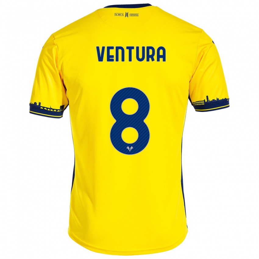 Hombre Camiseta Ciro Ventura #8 Amarillo 2ª Equipación 2023/24 La Camisa