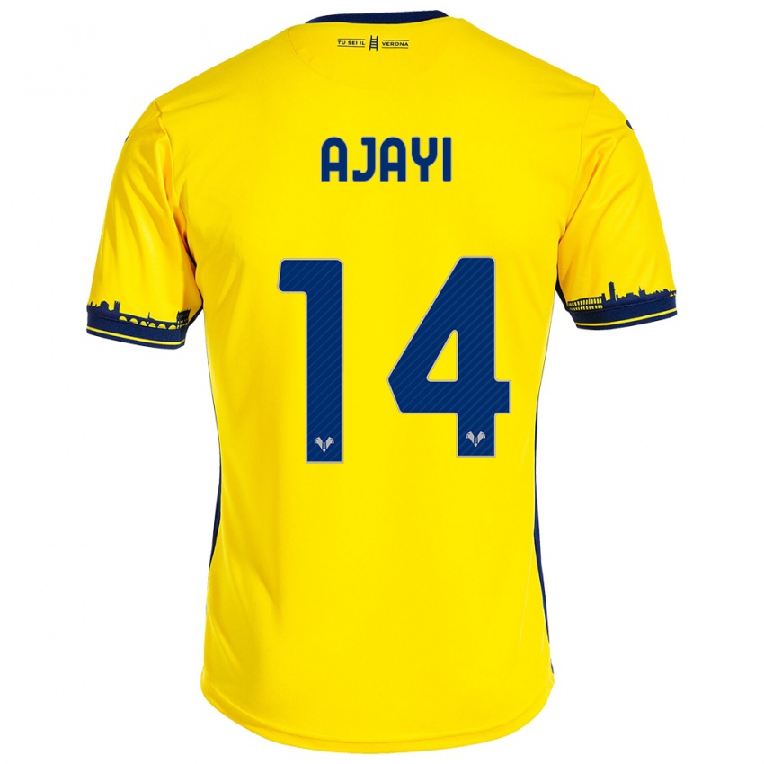 Hombre Camiseta Junior Ajayi #14 Amarillo 2ª Equipación 2023/24 La Camisa