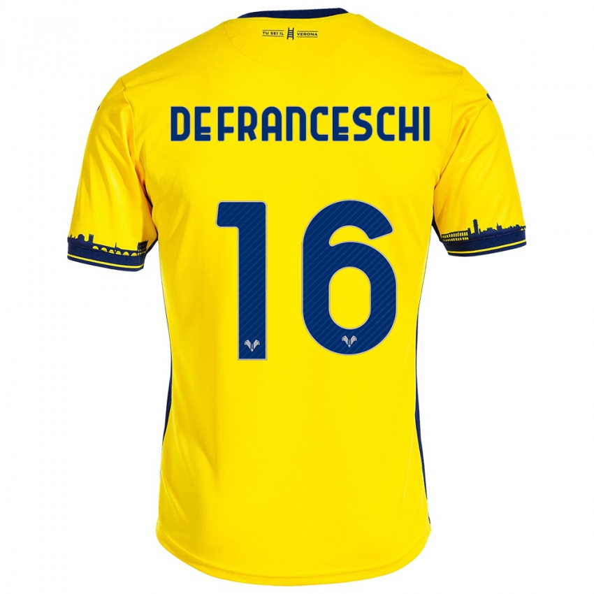 Hombre Camiseta Edoardo De Franceschi #16 Amarillo 2ª Equipación 2023/24 La Camisa