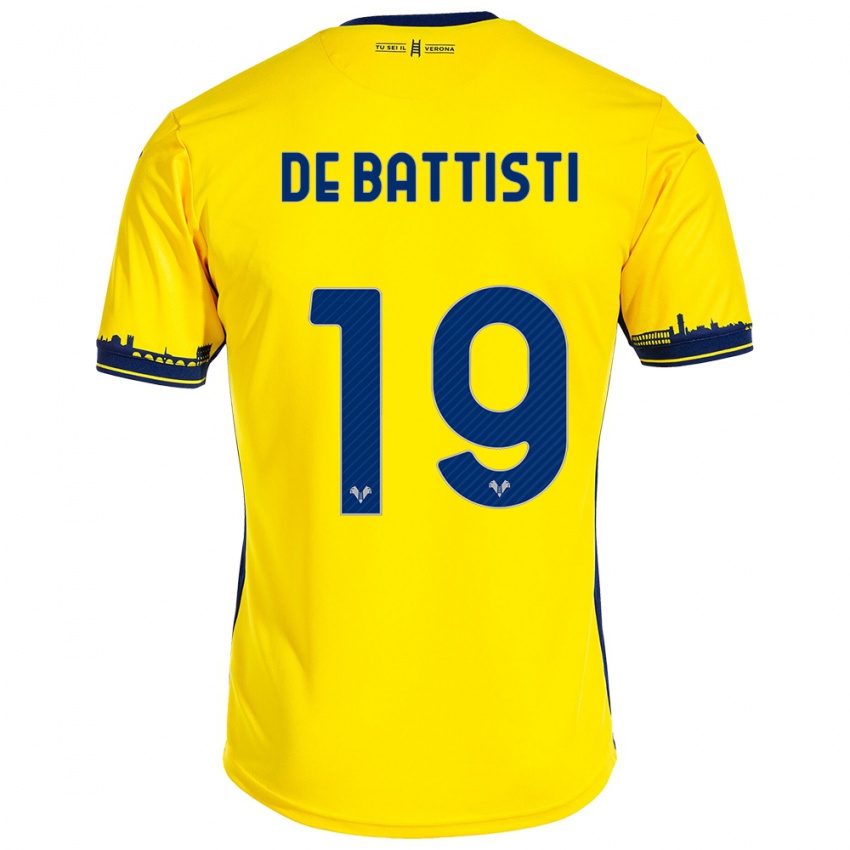 Hombre Camiseta Davide De Battisti #19 Amarillo 2ª Equipación 2023/24 La Camisa