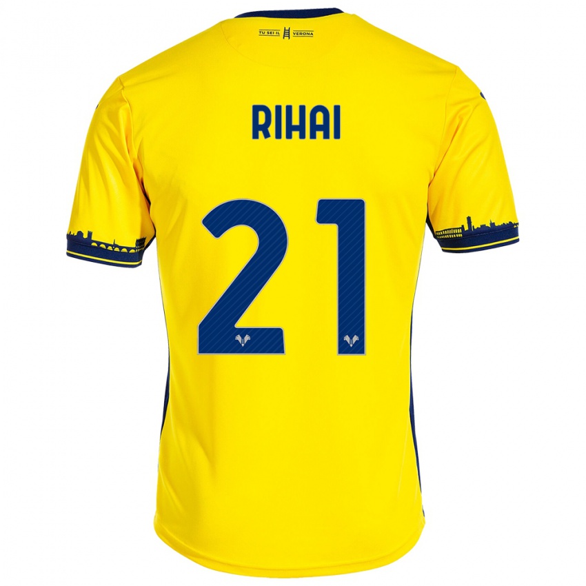 Hombre Camiseta Aiman Rihai #21 Amarillo 2ª Equipación 2023/24 La Camisa