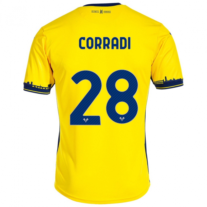 Hombre Camiseta Christian Corradi #28 Amarillo 2ª Equipación 2023/24 La Camisa