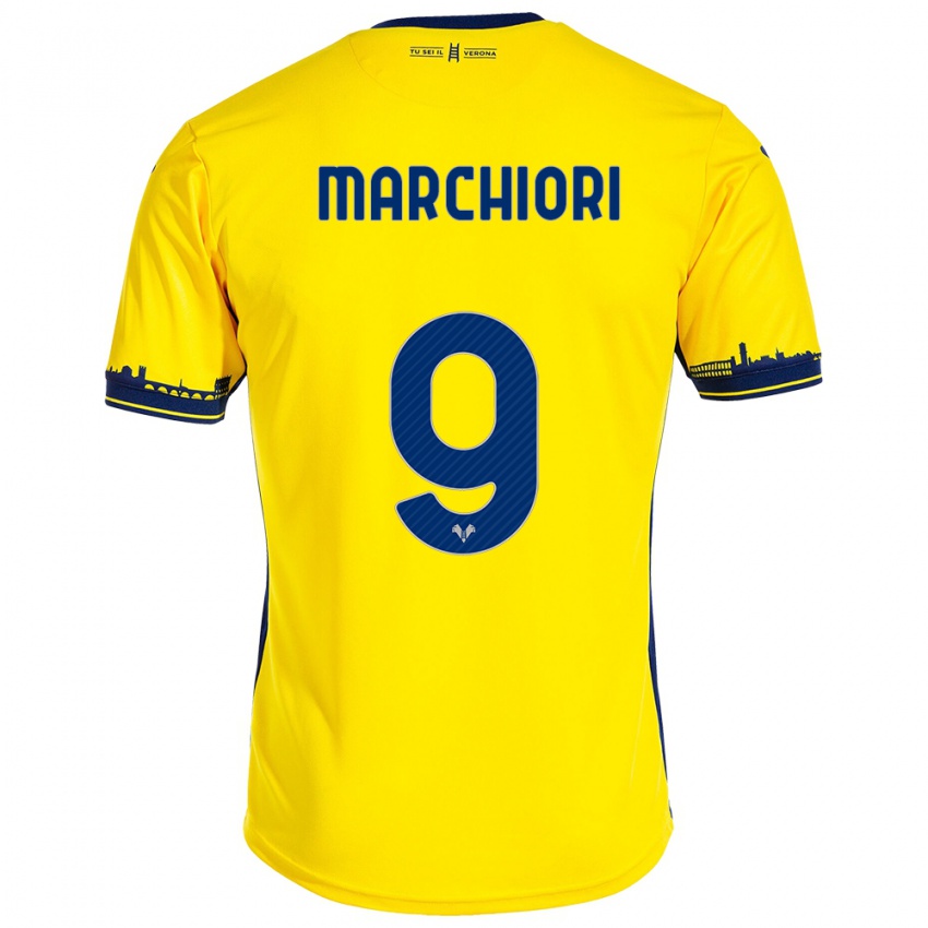 Hombre Camiseta Giorgia Marchiori #9 Amarillo 2ª Equipación 2023/24 La Camisa