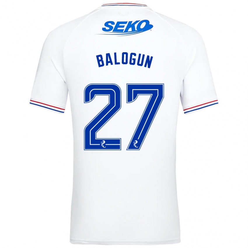 Hombre Camiseta Leon Balogun #27 Blanco 2ª Equipación 2023/24 La Camisa