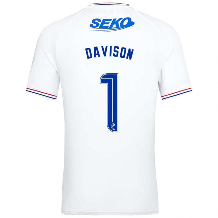 Hombre Camiseta Hannah Davison #1 Blanco 2ª Equipación 2023/24 La Camisa