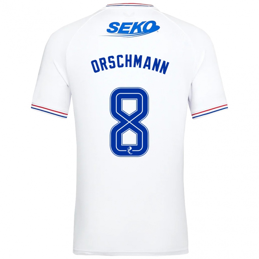 Hombre Camiseta Dina Orschmann #8 Blanco 2ª Equipación 2023/24 La Camisa