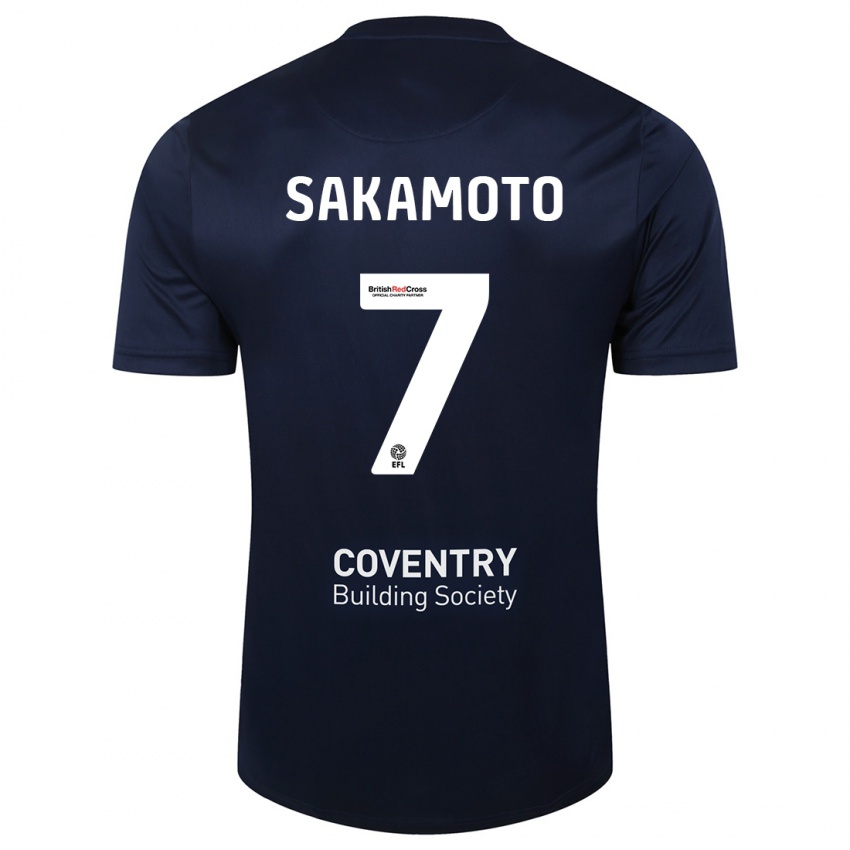 Hombre Camiseta Tatsuhiro Sakamoto #7 Rojo Azul Marino 2ª Equipación 2023/24 La Camisa
