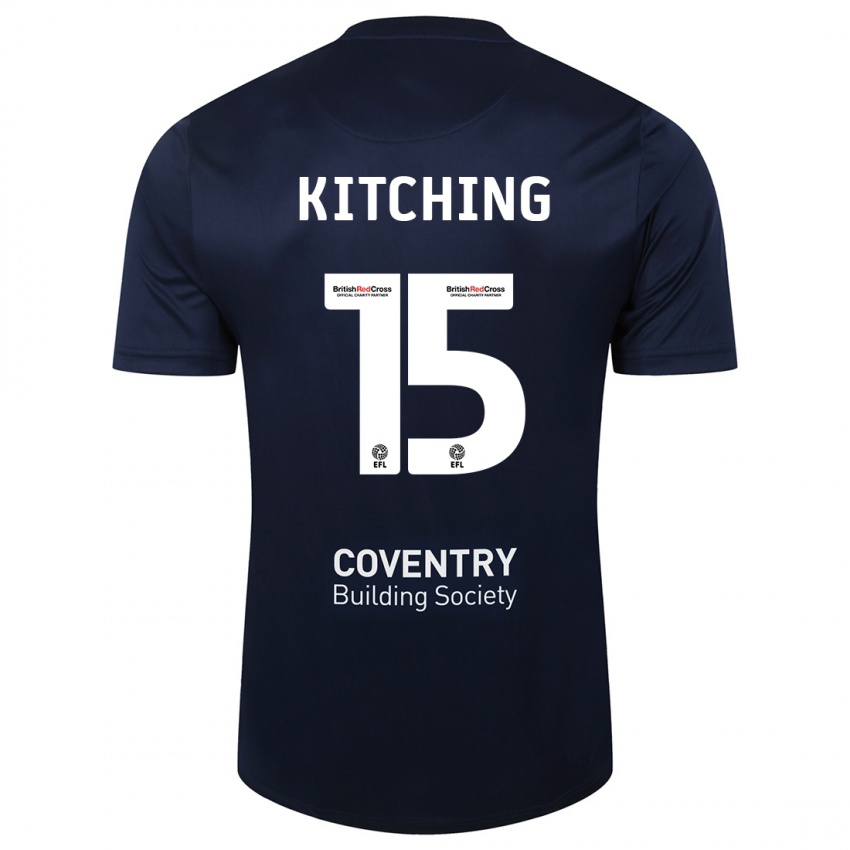 Hombre Camiseta Liam Kitching #15 Rojo Azul Marino 2ª Equipación 2023/24 La Camisa