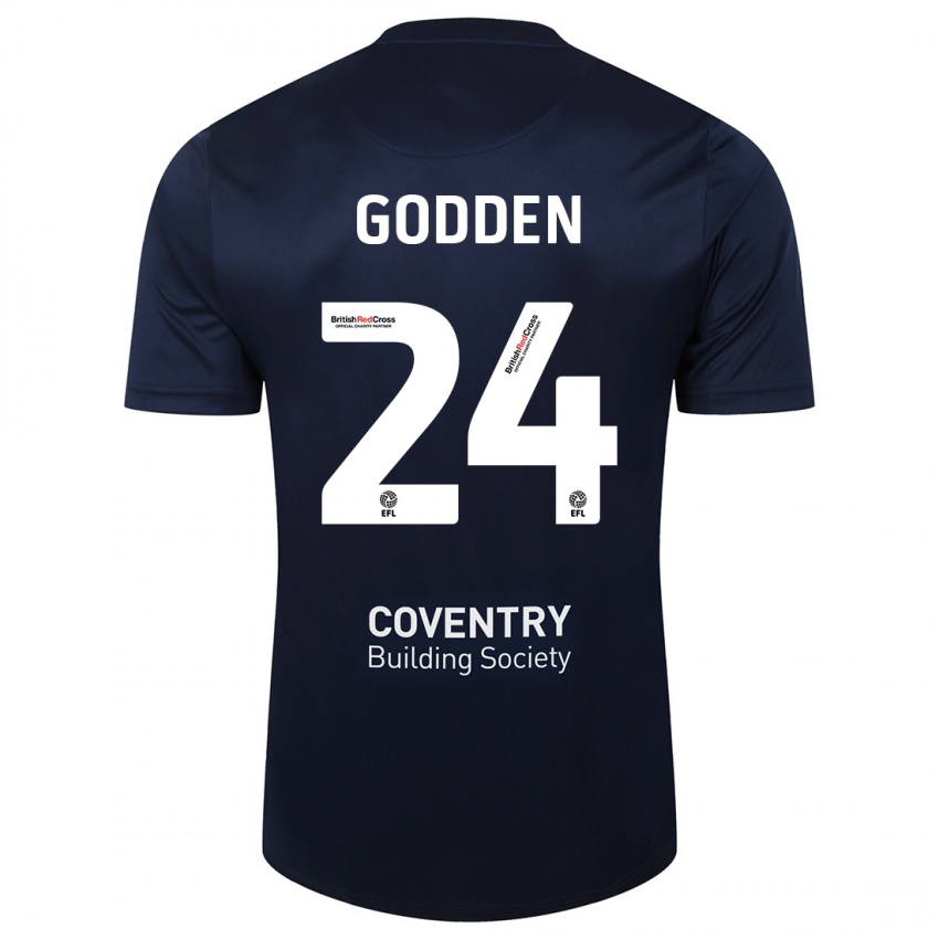 Hombre Camiseta Matt Godden #24 Rojo Azul Marino 2ª Equipación 2023/24 La Camisa