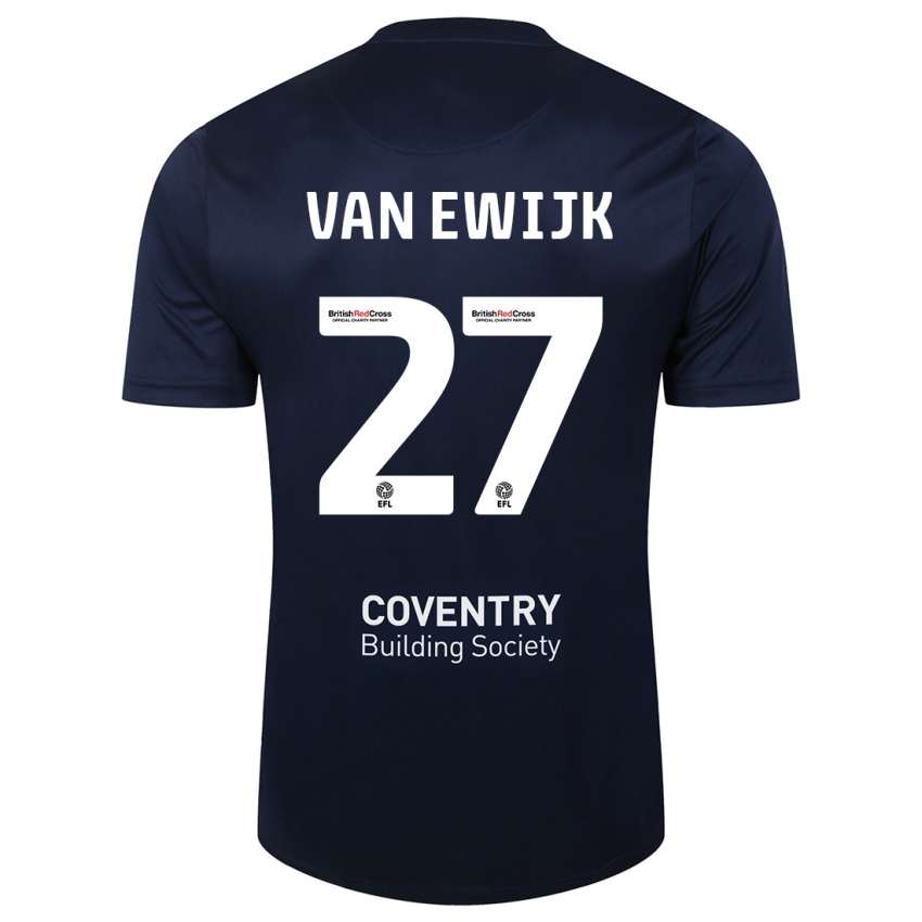 Hombre Camiseta Milan Van Ewijk #27 Rojo Azul Marino 2ª Equipación 2023/24 La Camisa