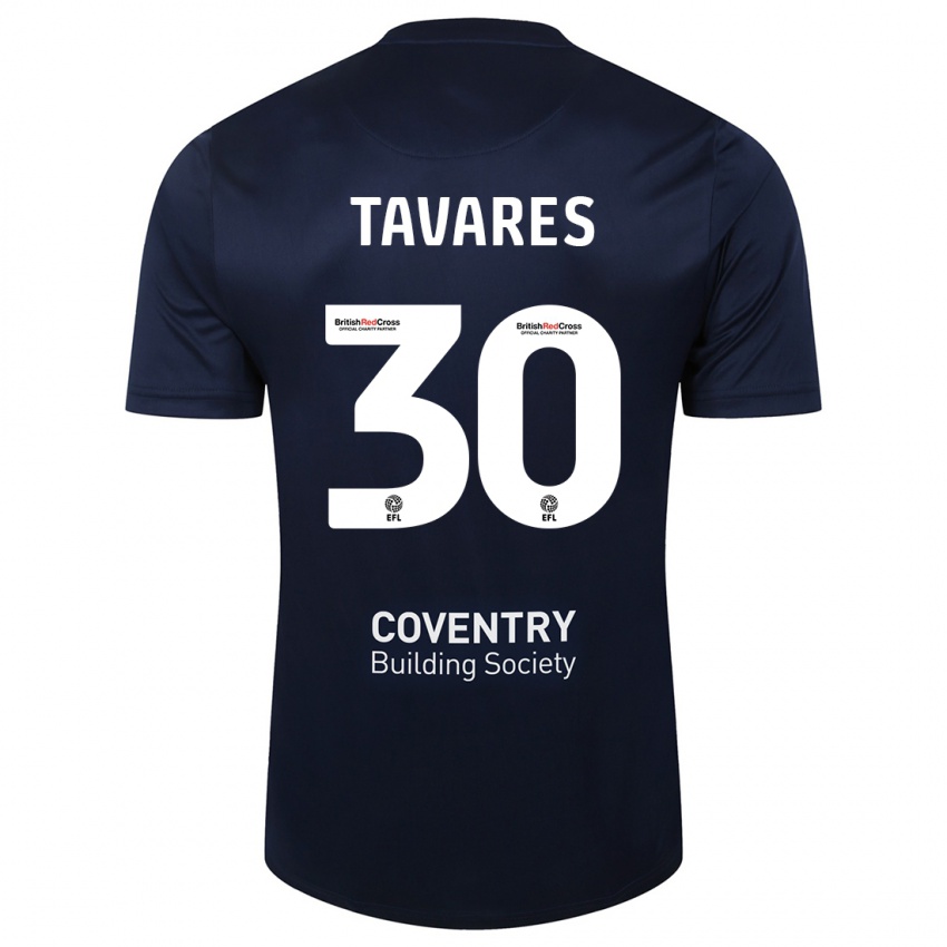 Hombre Camiseta Fábio Tavares #30 Rojo Azul Marino 2ª Equipación 2023/24 La Camisa