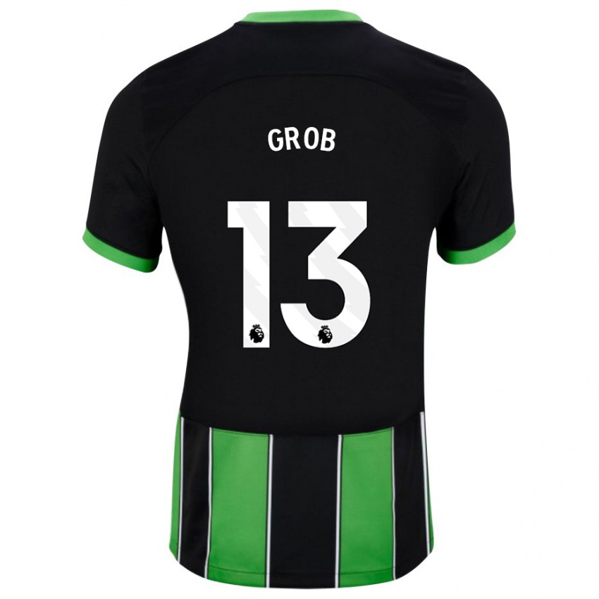 Hombre Camiseta Pascal Groß #13 Verde Negro 2ª Equipación 2023/24 La Camisa