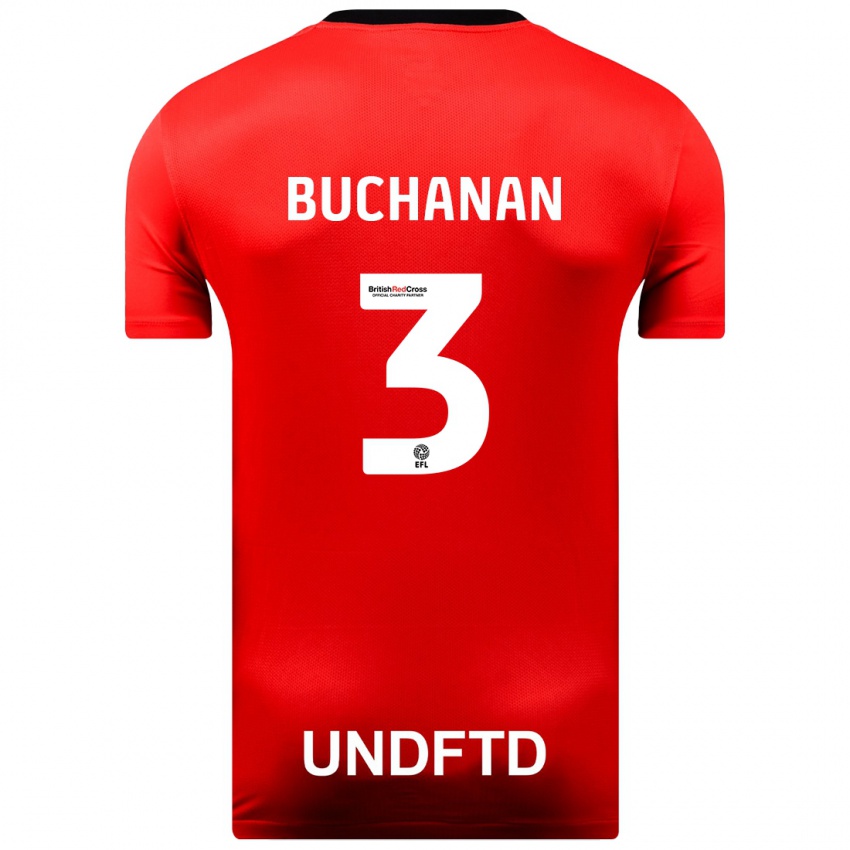 Hombre Camiseta Lee Buchanan #3 Rojo 2ª Equipación 2023/24 La Camisa