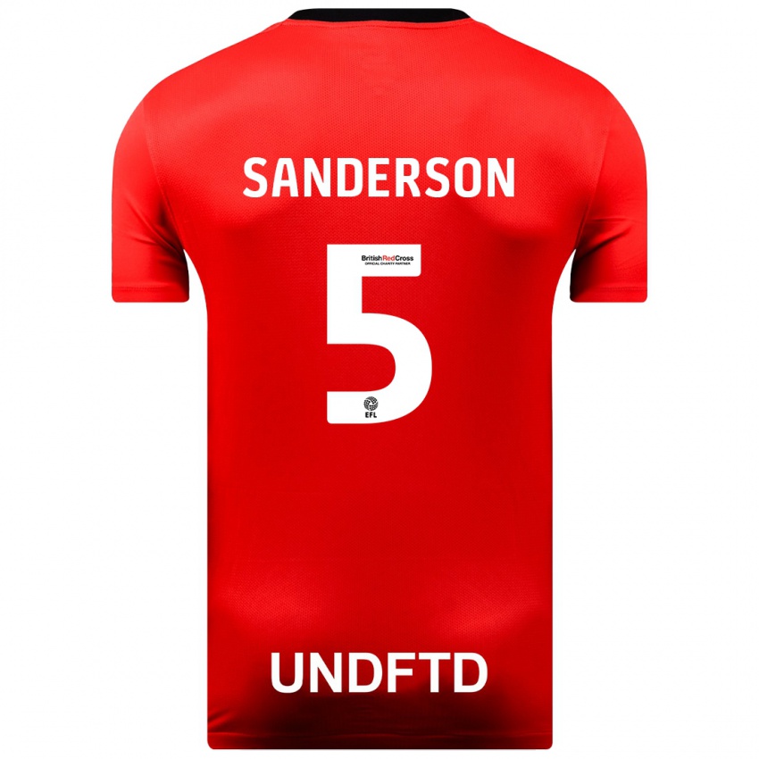 Hombre Camiseta Dion Sanderson #5 Rojo 2ª Equipación 2023/24 La Camisa