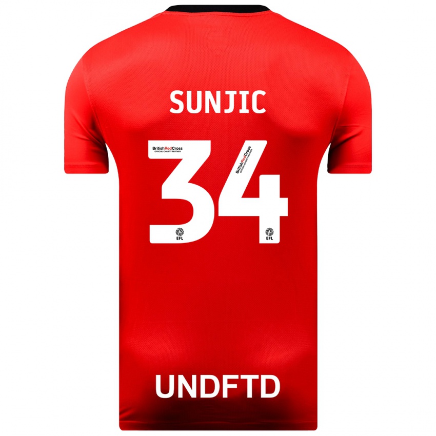 Hombre Camiseta Ivan Sunjic #34 Rojo 2ª Equipación 2023/24 La Camisa