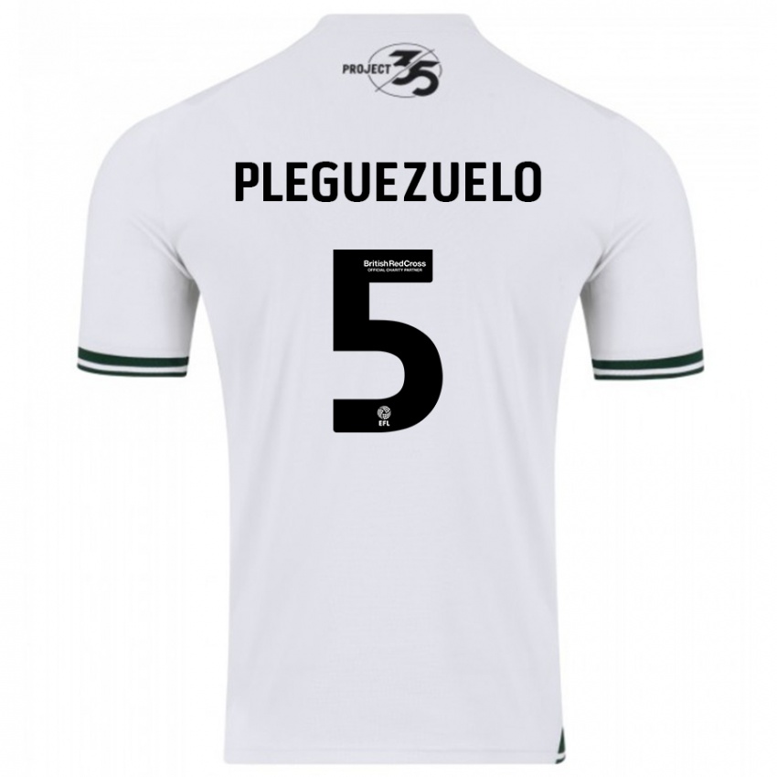 Hombre Camiseta Julio Pleguezuelo #5 Blanco 2ª Equipación 2023/24 La Camisa