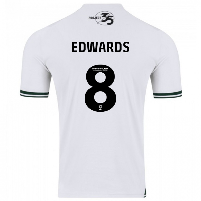 Hombre Camiseta Joe Edwards #8 Blanco 2ª Equipación 2023/24 La Camisa