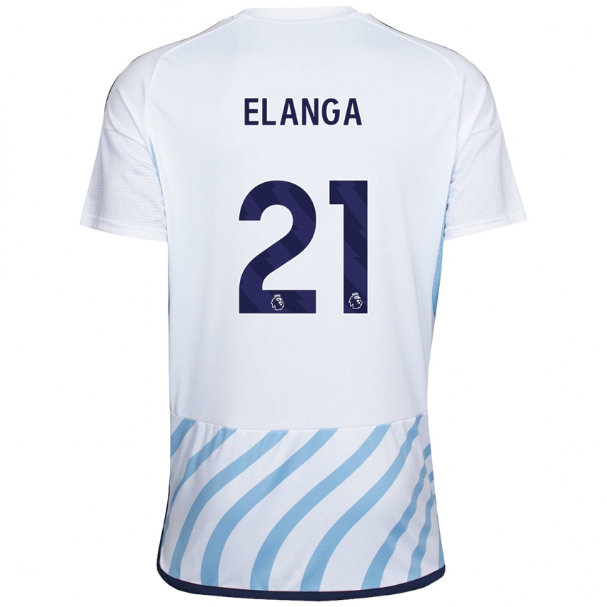 Hombre Camiseta Anthony Elanga #21 Blanco Azul 2ª Equipación 2023/24 La Camisa