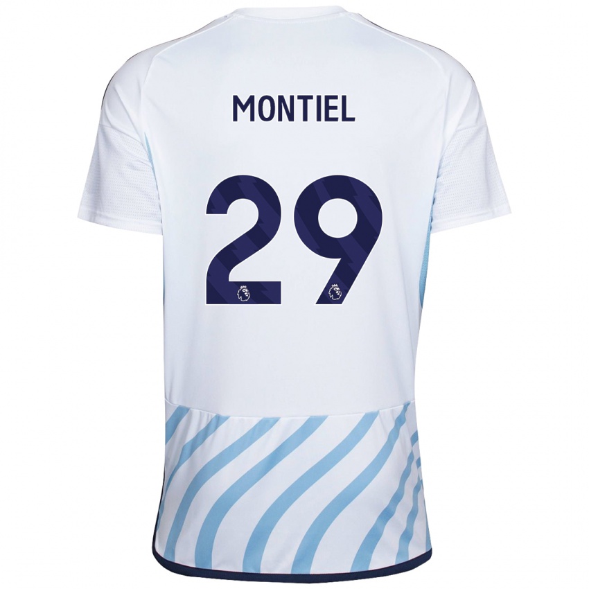 Hombre Camiseta Gonzalo Montiel #29 Blanco Azul 2ª Equipación 2023/24 La Camisa