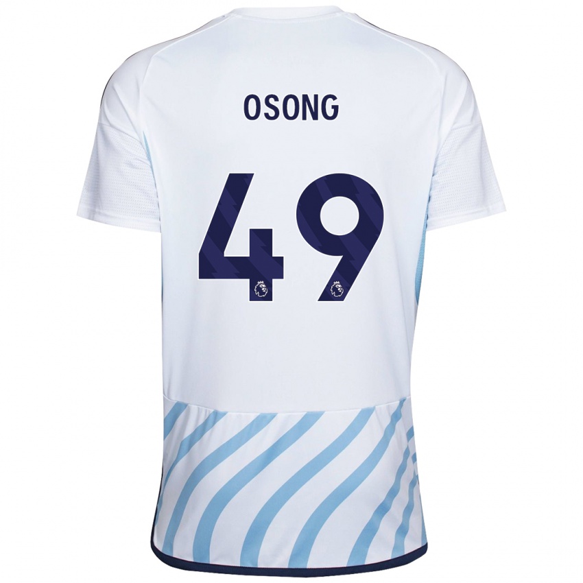 Hombre Camiseta Detlef Esapa Osong #49 Blanco Azul 2ª Equipación 2023/24 La Camisa