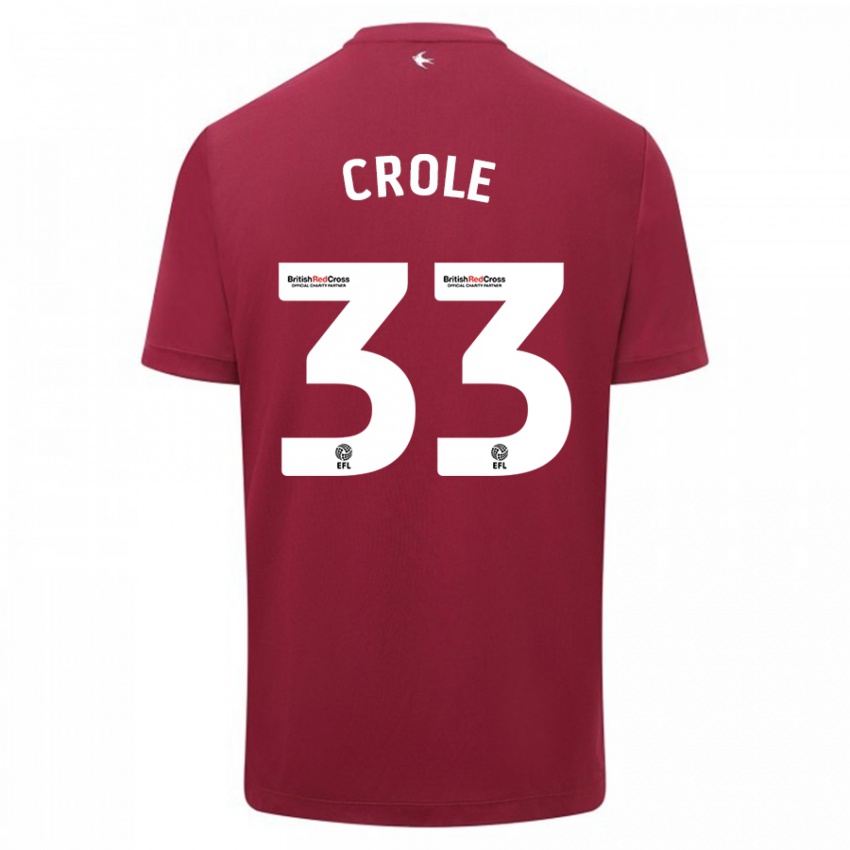 Hombre Camiseta James Crole #33 Rojo 2ª Equipación 2023/24 La Camisa
